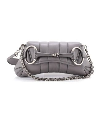 Small Horsebit Chain Shoulder Bag Vertical Quilted Leather