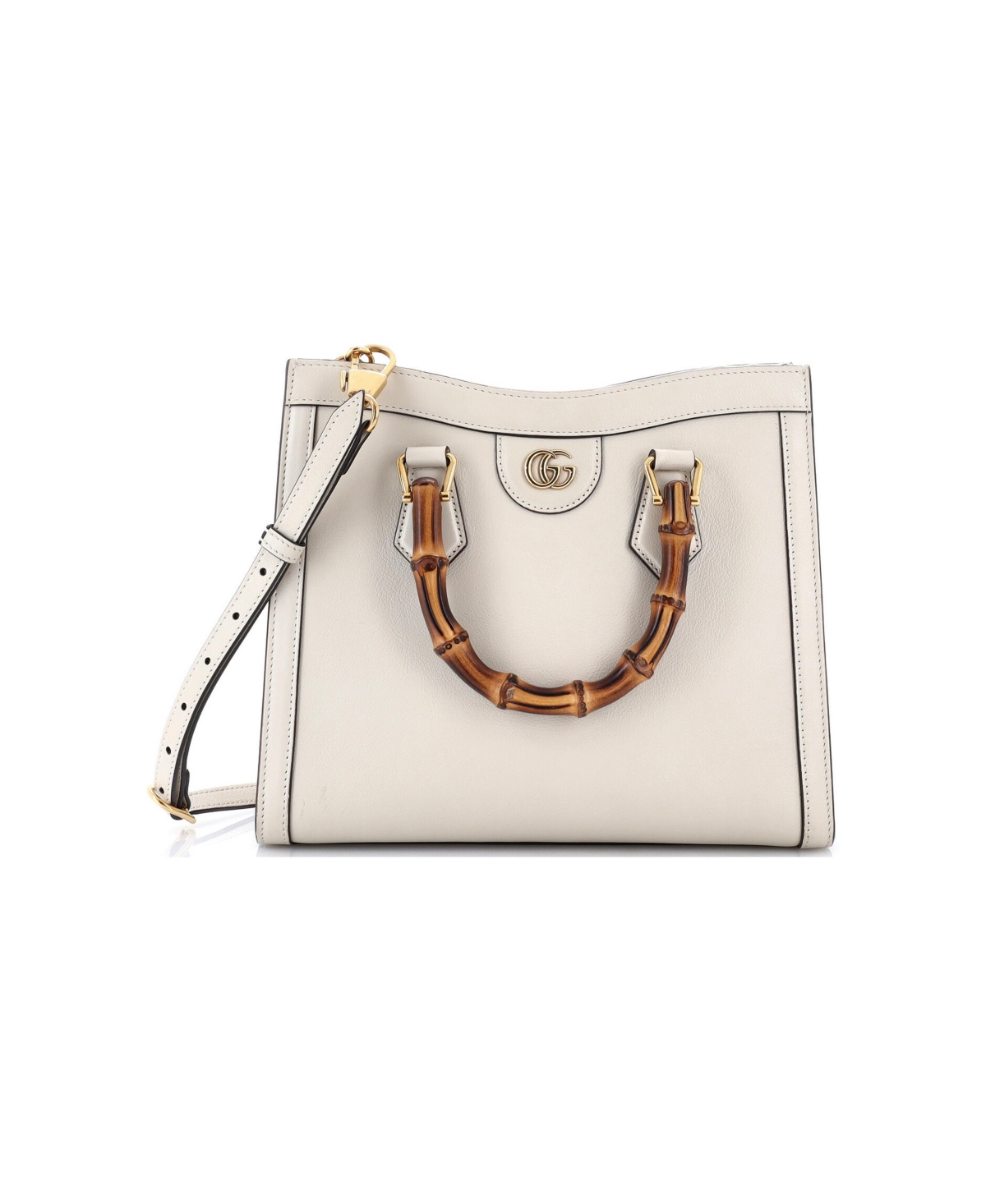 Pre-Owned Gucci Small Diana Nm Bamboo Handle Tote Leather - White