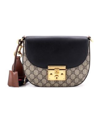 Medium Padlock Saddle Shoulder Bag GG Coated Canvas and Leather