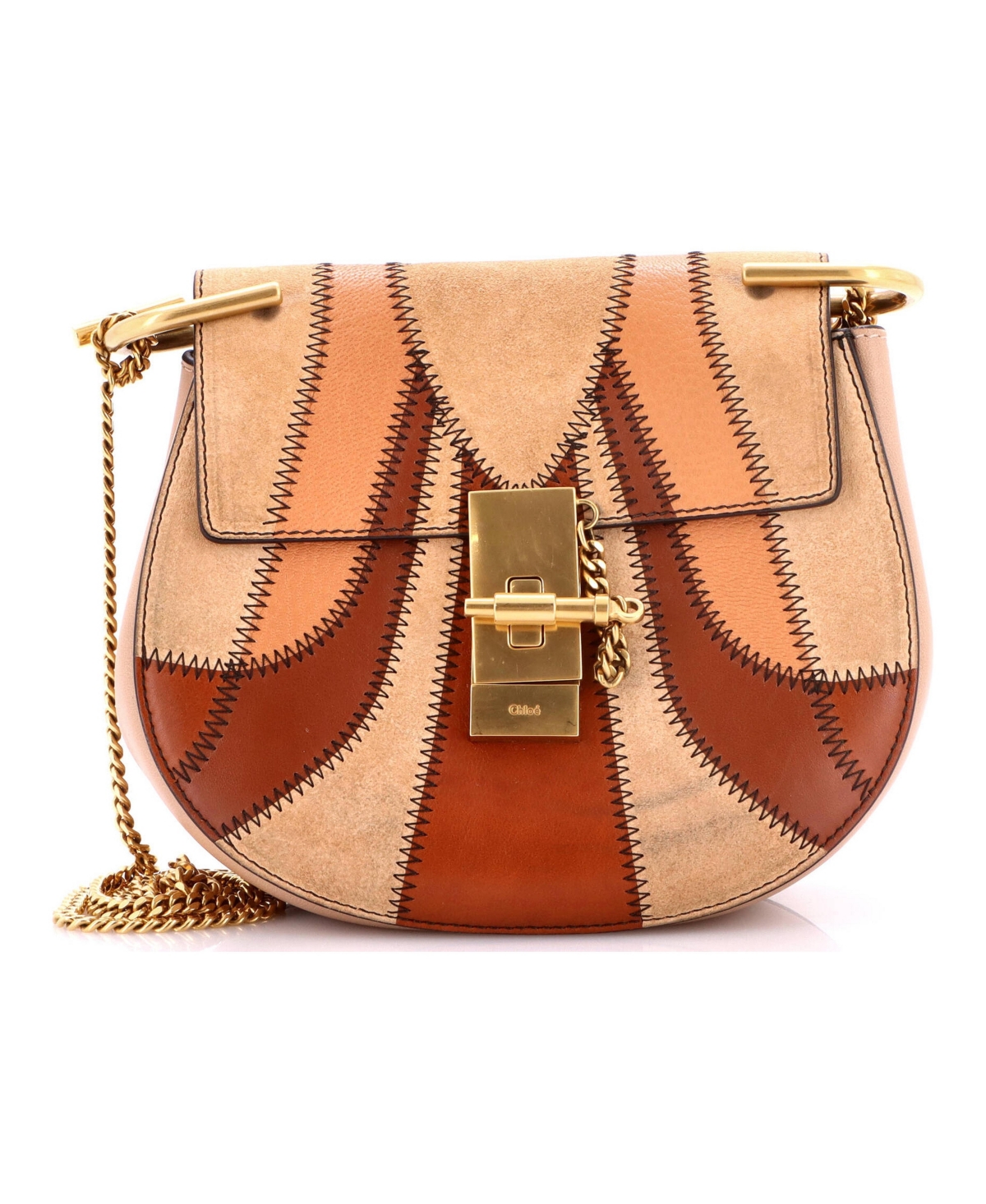 Pre-Owned Chloe Small Drew Patchwork Crossbody Bag Leather and Suede