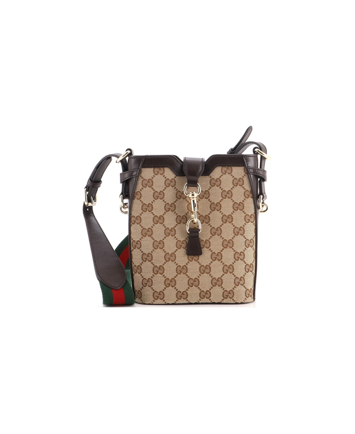 Pre-Owned Gucci Mini Bucket Bag Gg Canvas with Leather - Brown