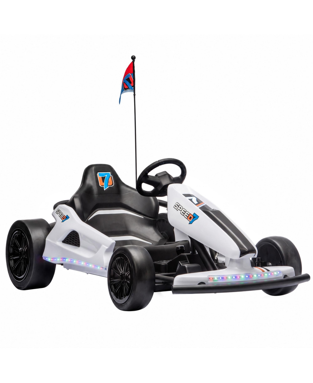 Qaba 24V Electric Drift Go Kart for Kids with Dual Motors 24V Battery - White