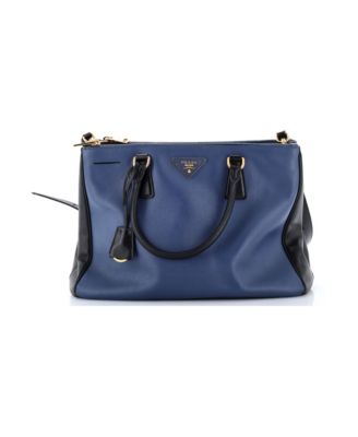 Medium Bicolor Double Zip Lux Tote Saffiano Leather