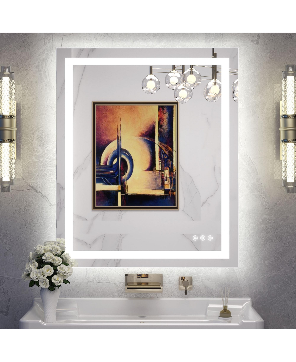 keonjinn Polished Frameless Dimmable Led Lighted Frontlit and Backlit Light up Anti Fog Bathroom Vanity Mirror - Silver - 30x36