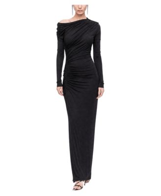 Women's Asymmetric One-Shoulder Draped Maxi Dress