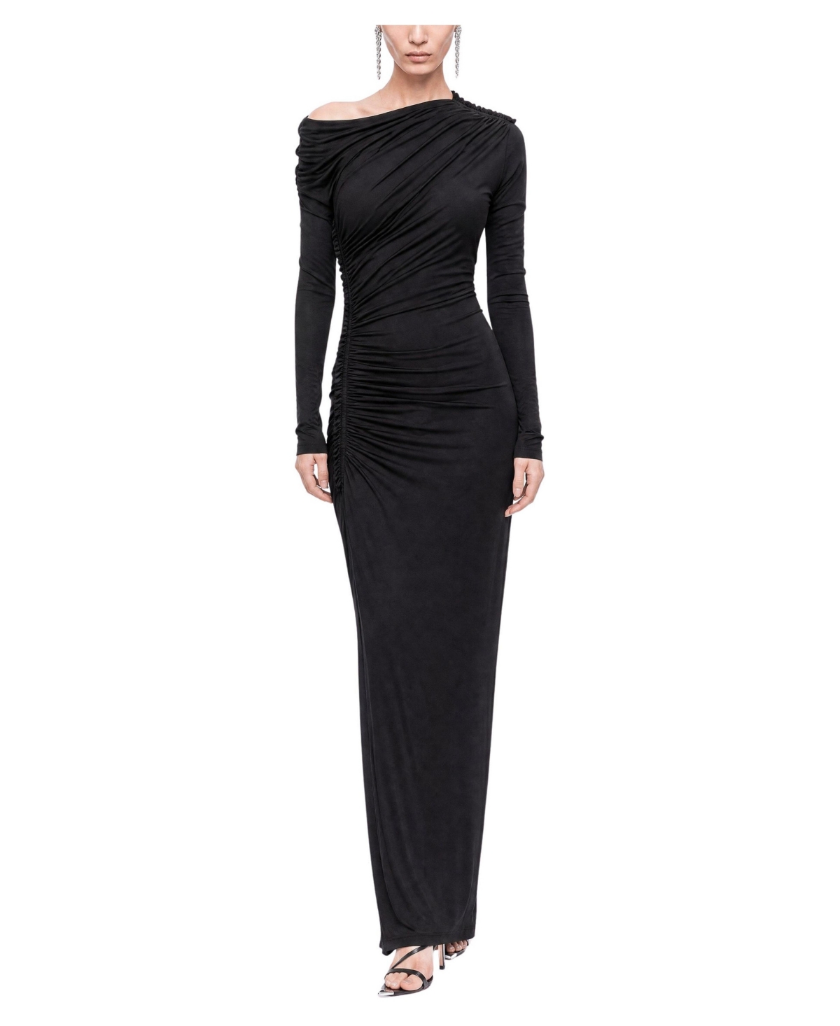 Nocturne Women's Asymmetric One-Shoulder Draped Maxi Dress