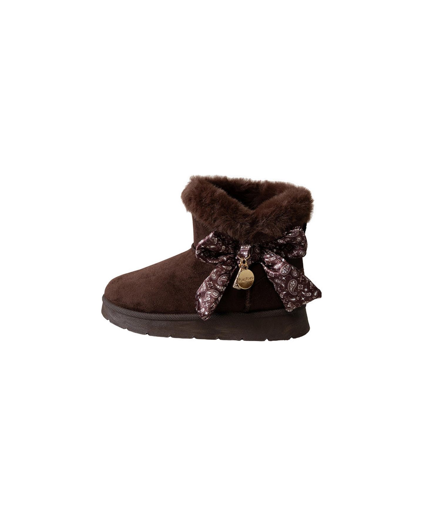 Ботинки Bebe Cozy Boot with Bandana Bow and Hanging Charms Faux Fur Collar Boots для девочек, цвет: Тёмный коричневый — фото 3