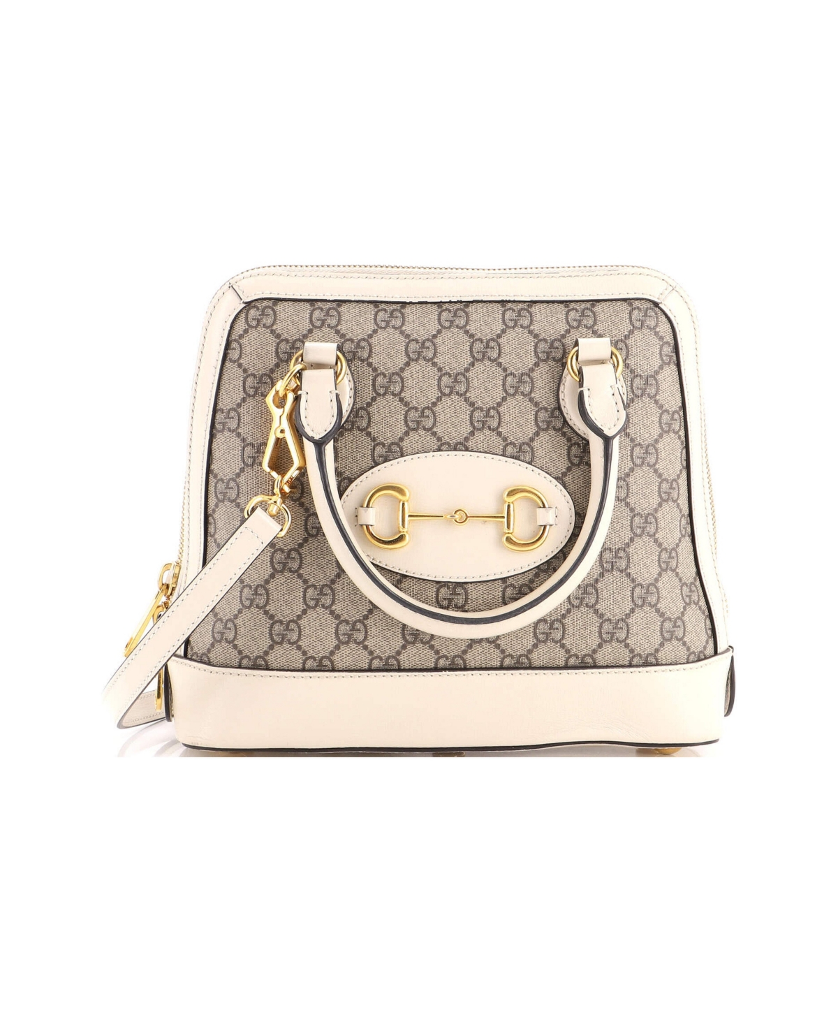 Pre-Owned Gucci Small Horsebit 1955 Top Handle Bag Gg Coated Canvas with Leather - Natural