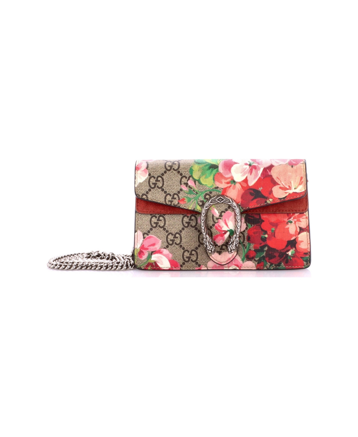 Pre-Owned Gucci Super Mini Dionysus Bag Blooms Print Gg Coated Canvas - Brown