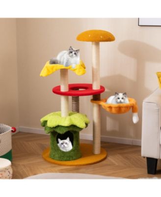 46in Cat Tree with Padded Perch and Hanging Basket Bed