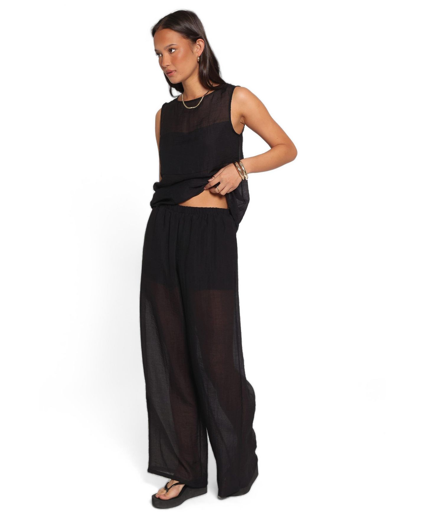 Женские брюки Petal and Pup Vayla Sheer Pull-On High-Rise Wide-Leg — фото 2