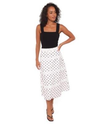 Women's Lucia High-Waisted Polka-Dot Tiered Midi Skirt