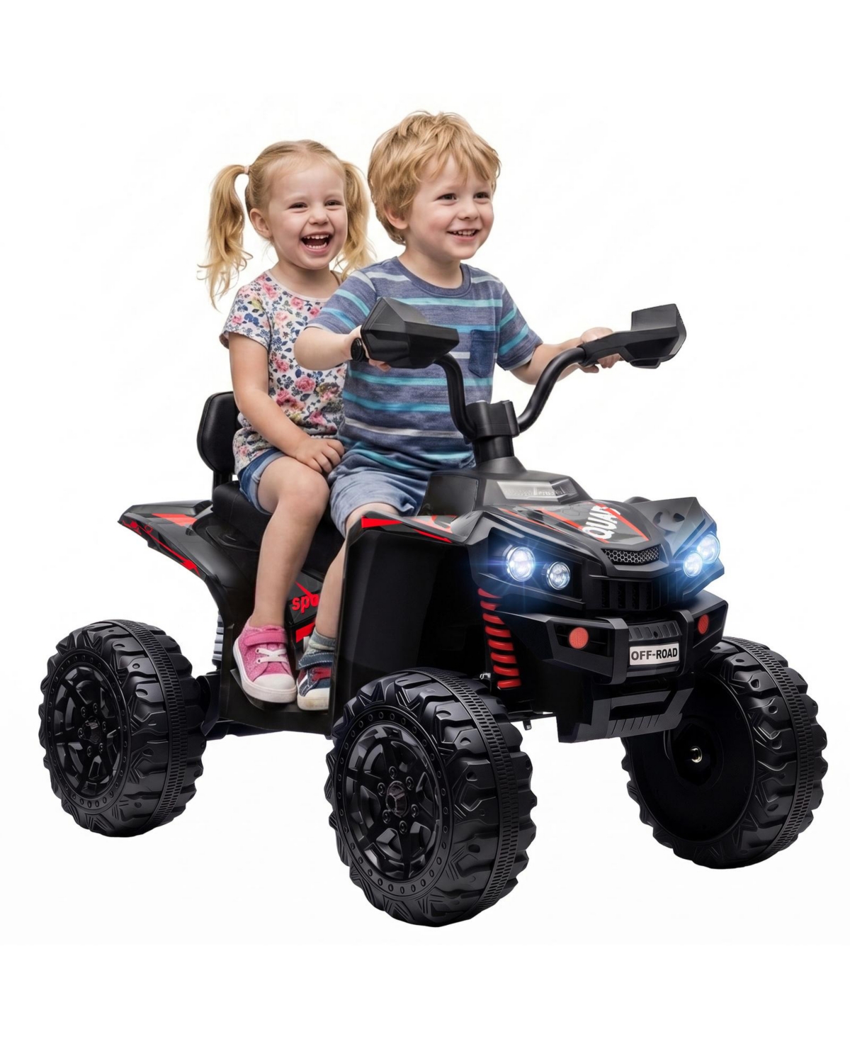 Glintex 24V 2-Seater Kids Ride-On Atv with Dual Motors and Suspension, 110-lb Capacity, Ages 3-8 - Black