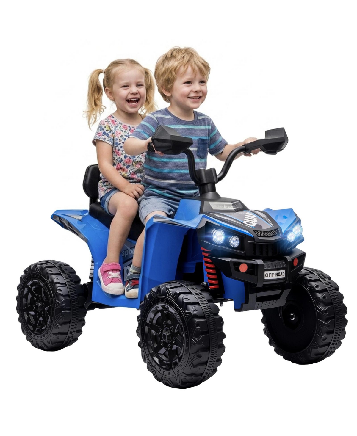 Glintex 24V 2-Seater Kids Ride-On Atv with Dual Motors and Suspension, 110-lb Capacity, Ages 3-8 - Blue