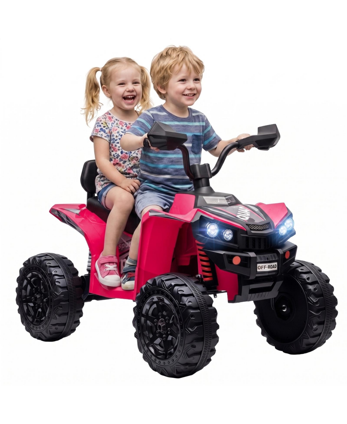 Glintex 24V 2-Seater Kids Ride-On Atv with Dual Motors and Suspension, 110-lb Capacity, Ages 3-8 - Pink