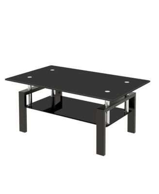 39" Glass and Steel Coffee Table