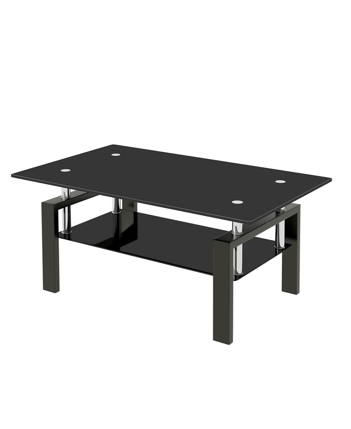 HomeRoots 39" Glass and Steel Coffee Table
