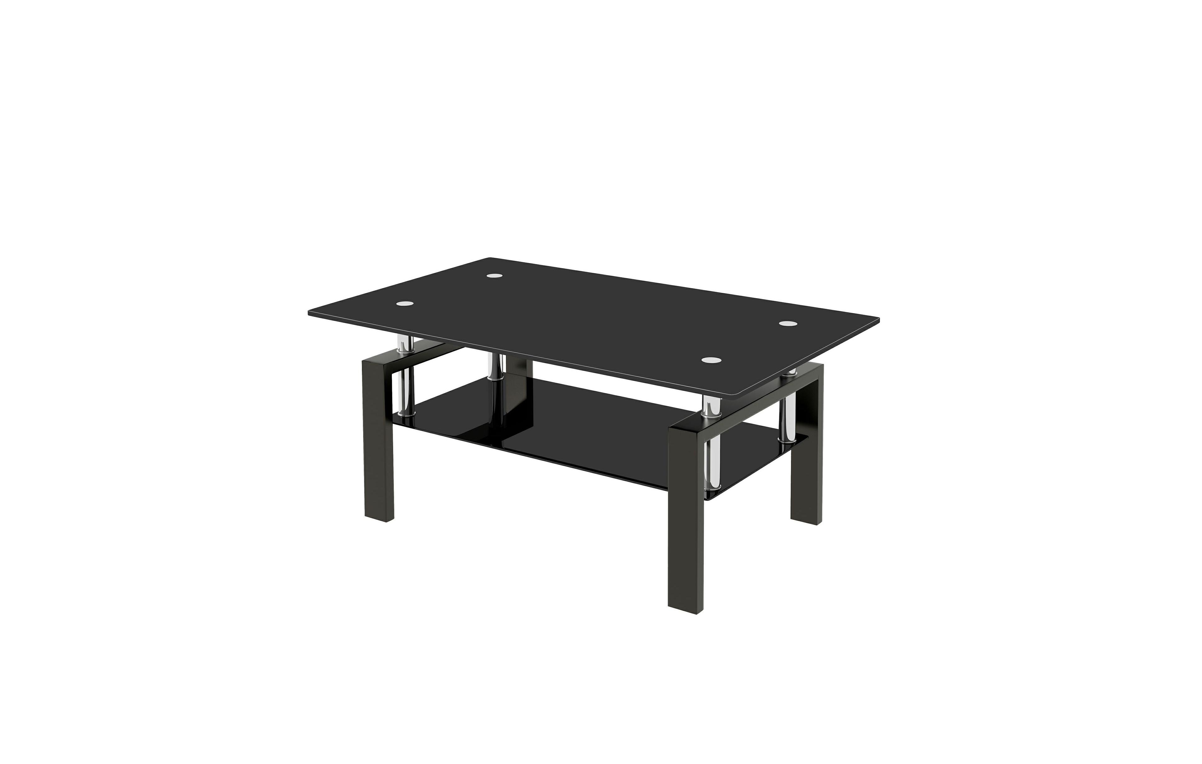 HomeRoots 39" Glass and Steel Coffee Table