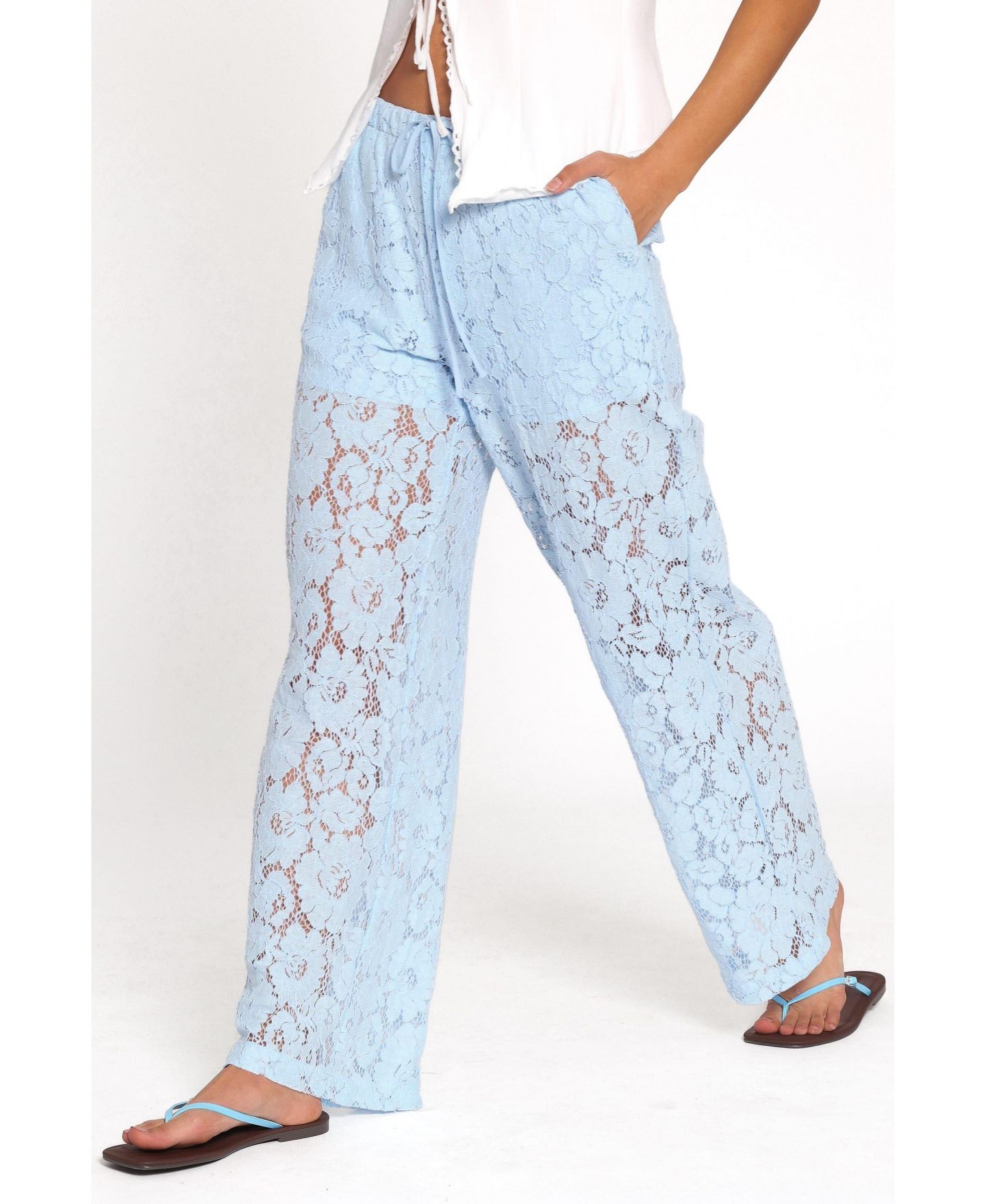 Женские брюки Petal and Pup Sabina High-Rise Lace Wide-Leg — фото 5