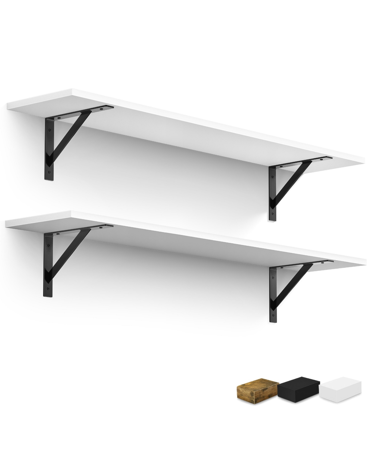 Sorbus 2-Piece Engineered Wood Wall Mounted Shelf Set with Metal Brackets - White