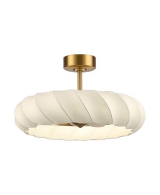 29" Modern Brass Cloud Faux Silk Dimmable Caged Fandelier Ceiling Fan with LED Light and Remote