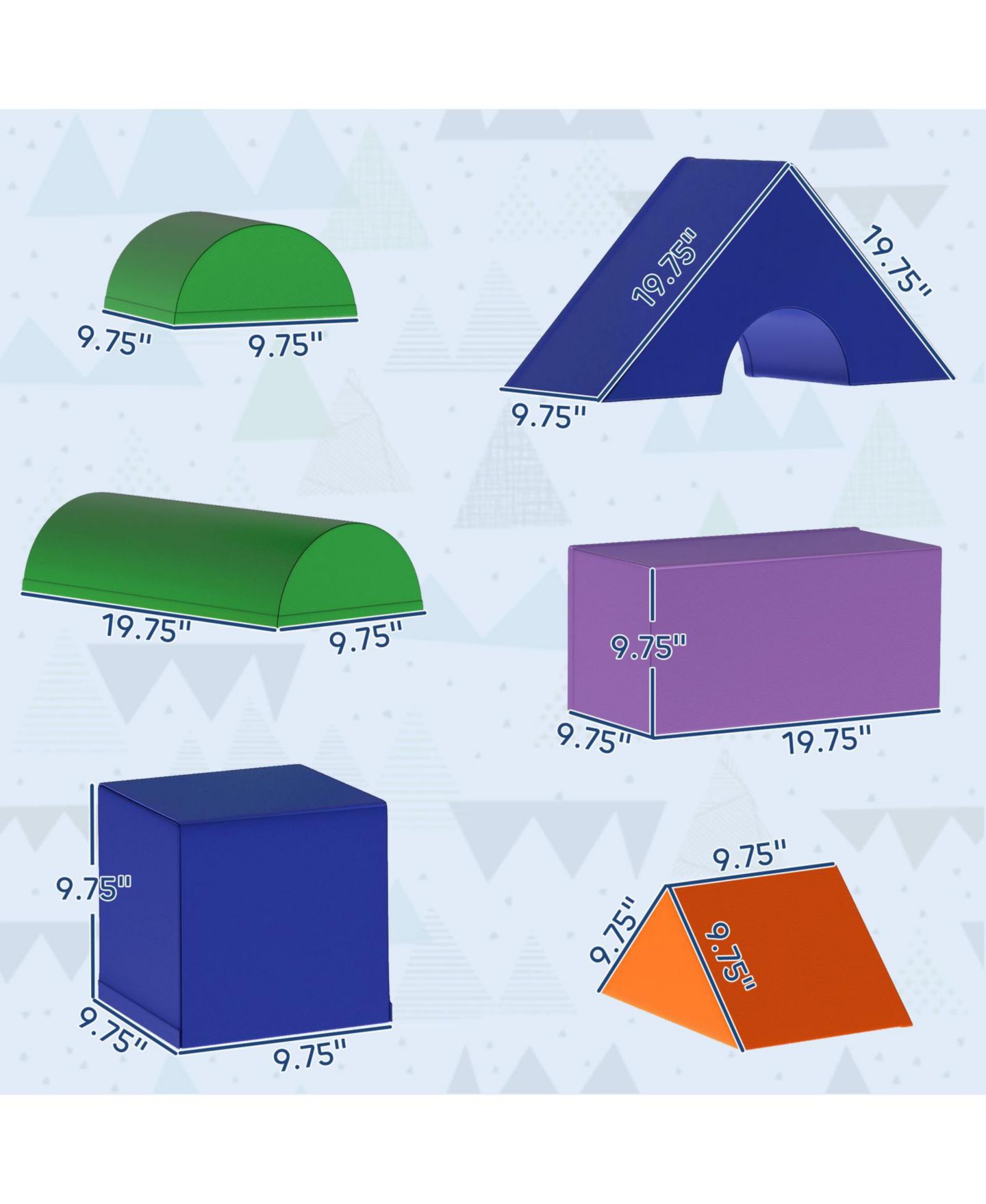 Детские конструкторы Glintex High-Density Foam 11-Piece Climb and Crawl Play Set, Ages 1-3, цвет: Разноцветный — фото 4