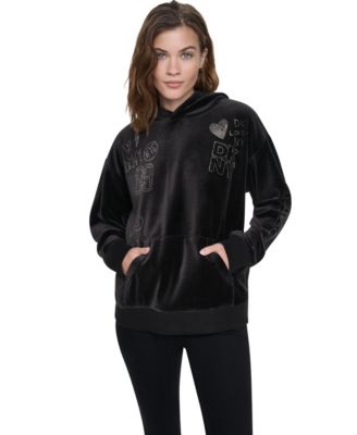 Women's Hooded Rhinestone Graphic Long-Sleeve Pullover Sweatshirt