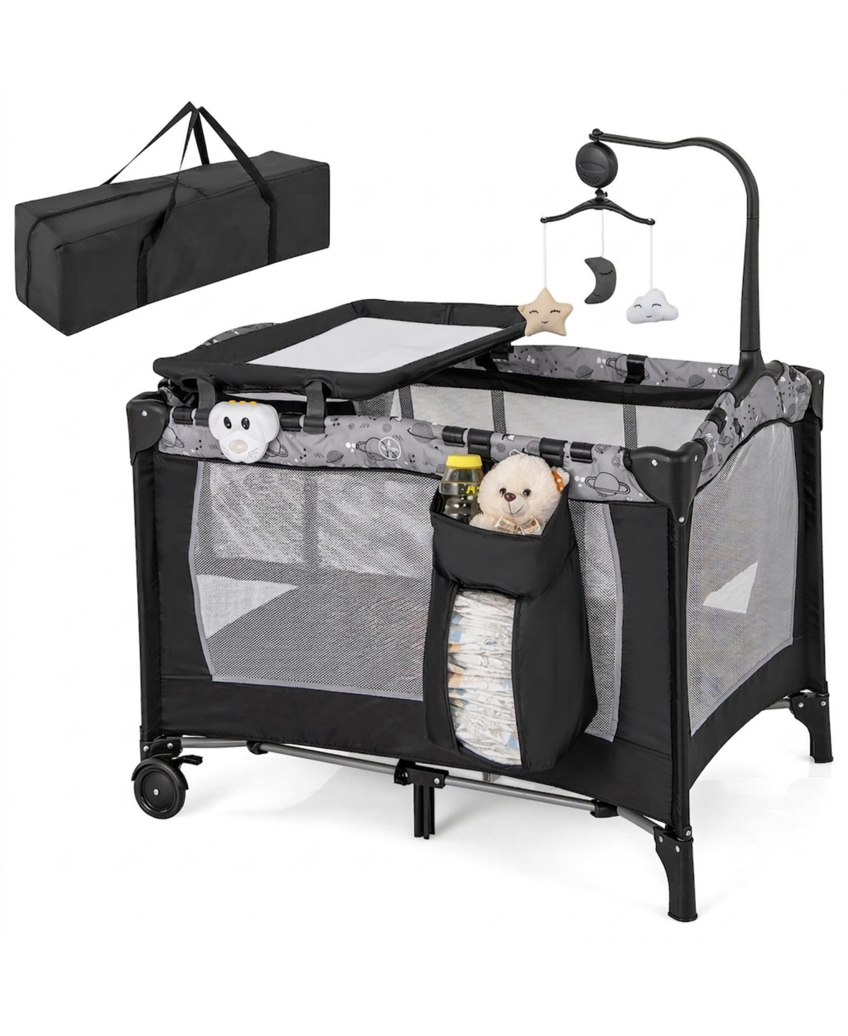 Sugift 3-in-1 Baby Playpen with Changing Table and Bassinet Mattress Ages 0-3