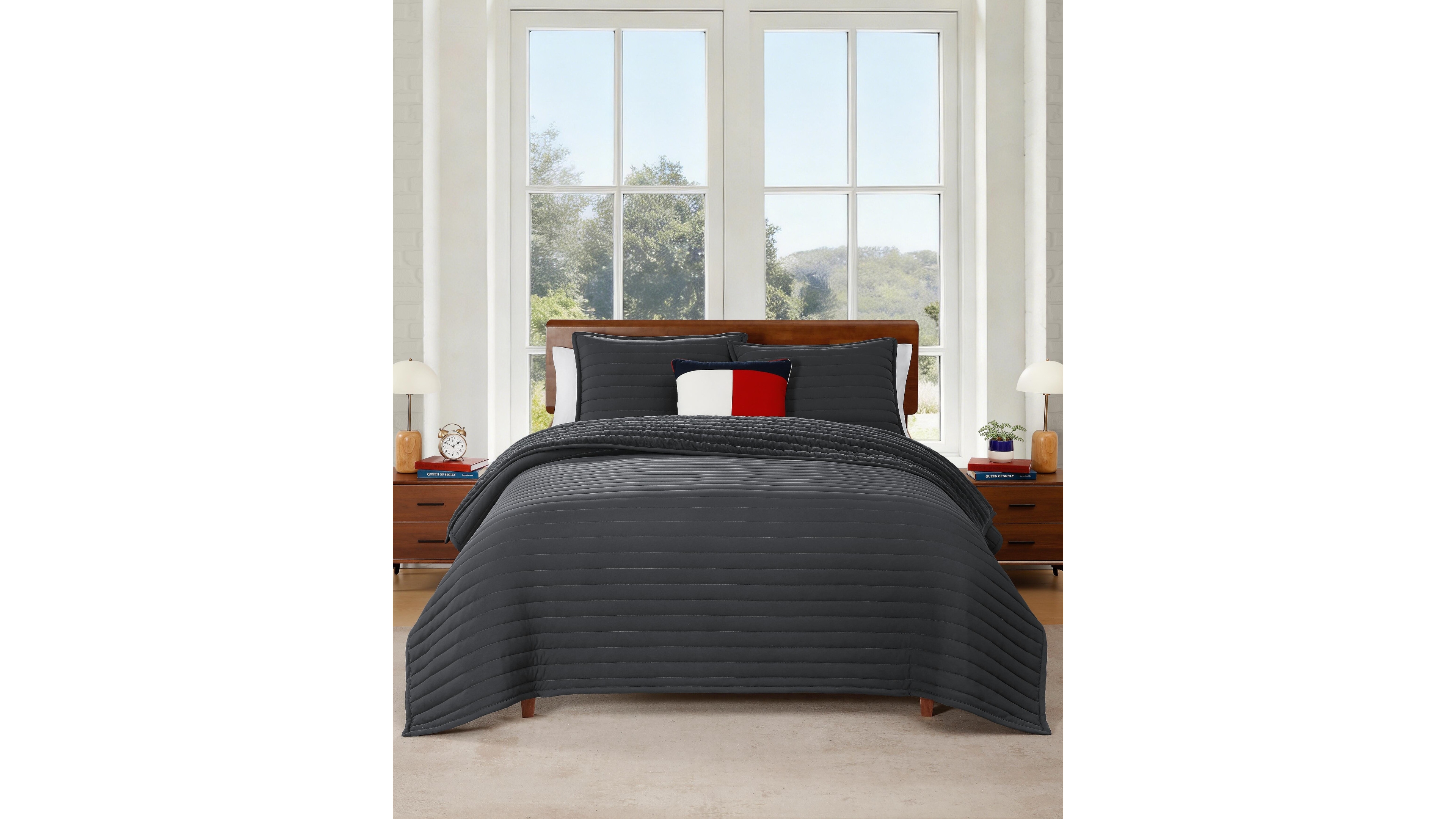 Tommy Hilfiger Classic Comfort Washed Microfiber 3-Piece Quilt Set, King