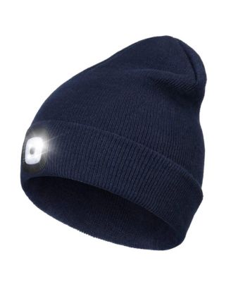 Ayamaya Rechargeable Led Beanie with Headlamp, Unisex Winter Knit Hat for Men and Women - Blue