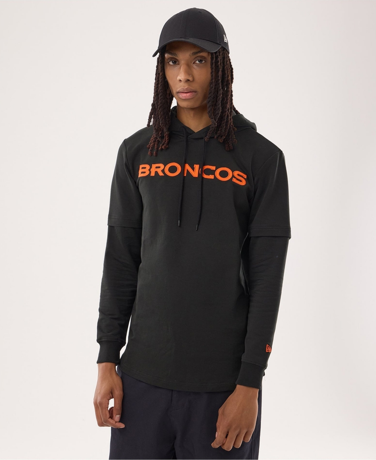 New Era Men's Black Denver Broncos Functional Fandom Twofer Hoodie - Black