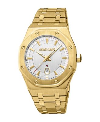Men's Quartz Octagonal Stainless Steel Bracelet Watch, 42mm