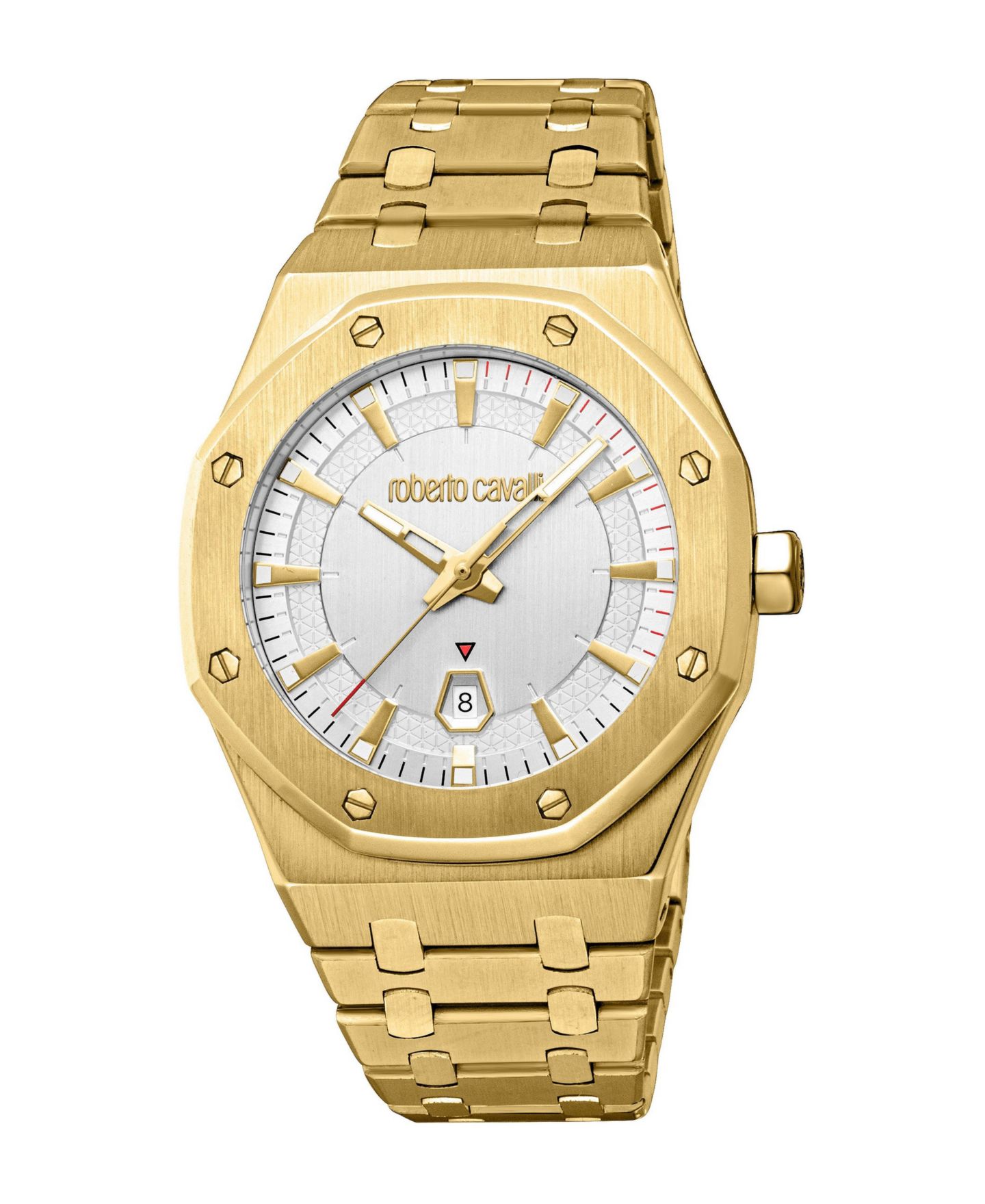 Мужские часы Roberto Cavalli Quartz Octagonal Stainless Steel Bracelet Watch, 42mm, цвет: Золотой — фото 1