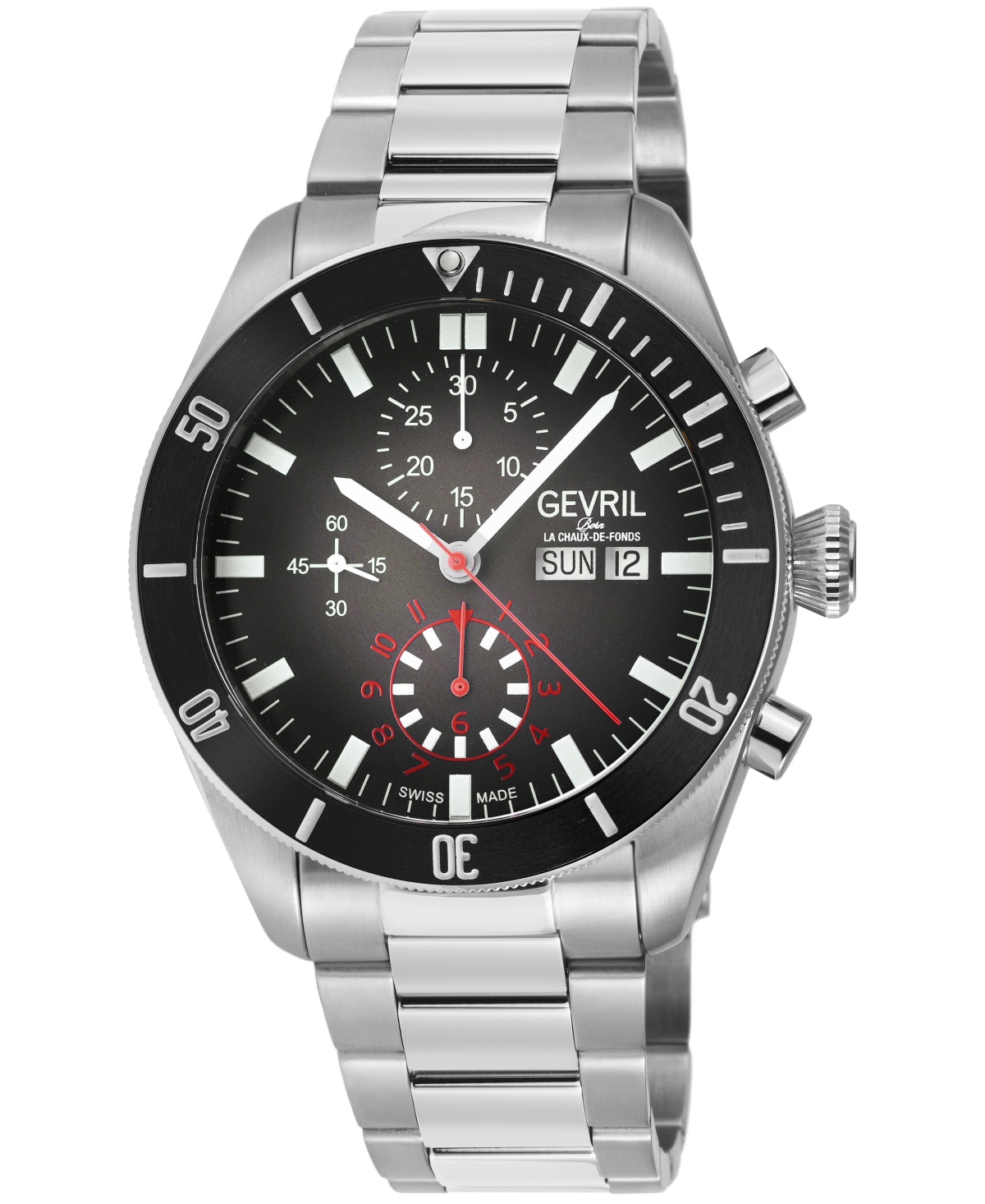 Gevril Men's Swiss Automatic Yorkville Chronograph Silver Stainless Steel Bracelet Watch, 43mm - Silver