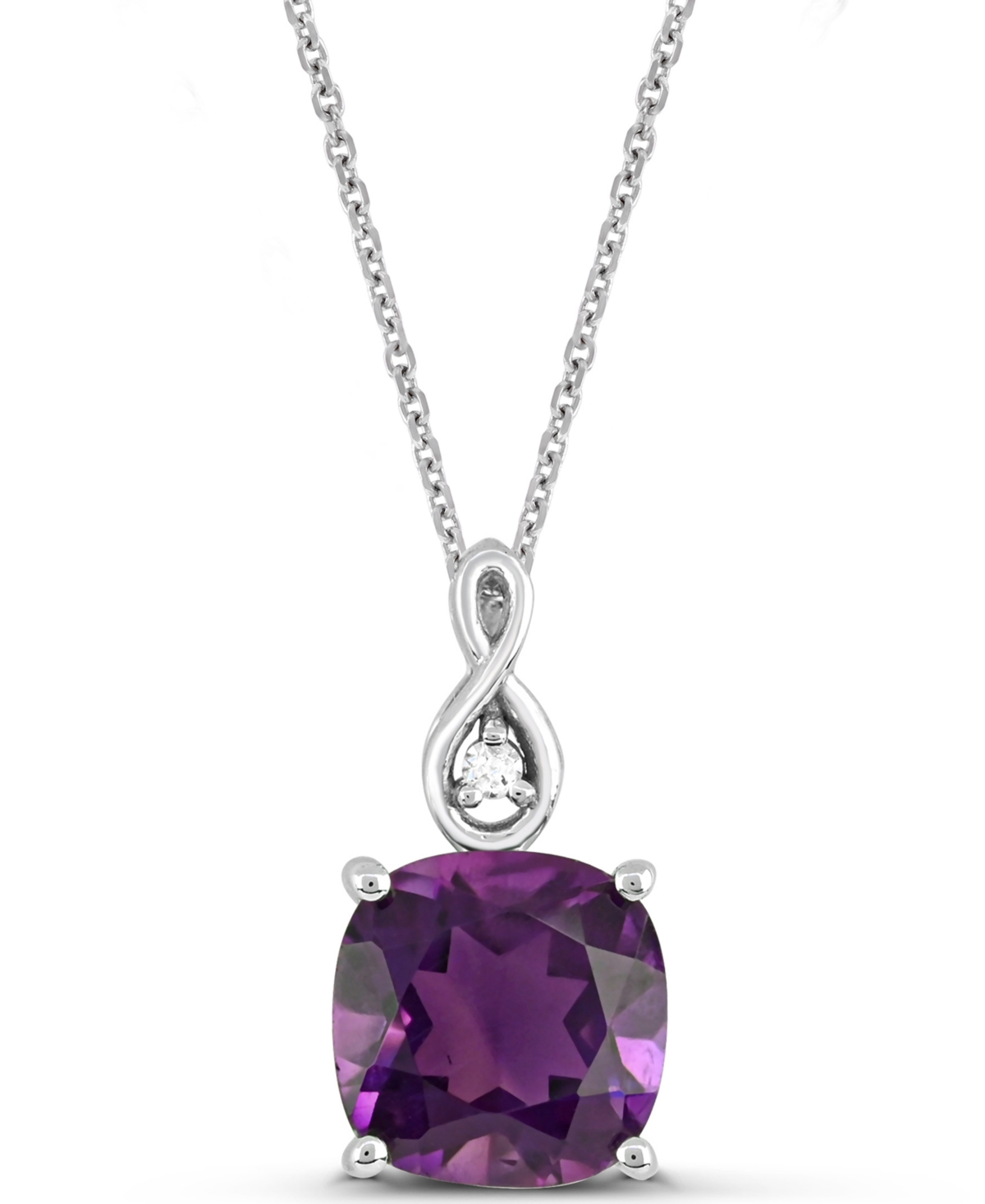 Macy's Amethyst and Diamond Accent Necklace (7/8 ct. t.w.) in Sterling Silver - Purple