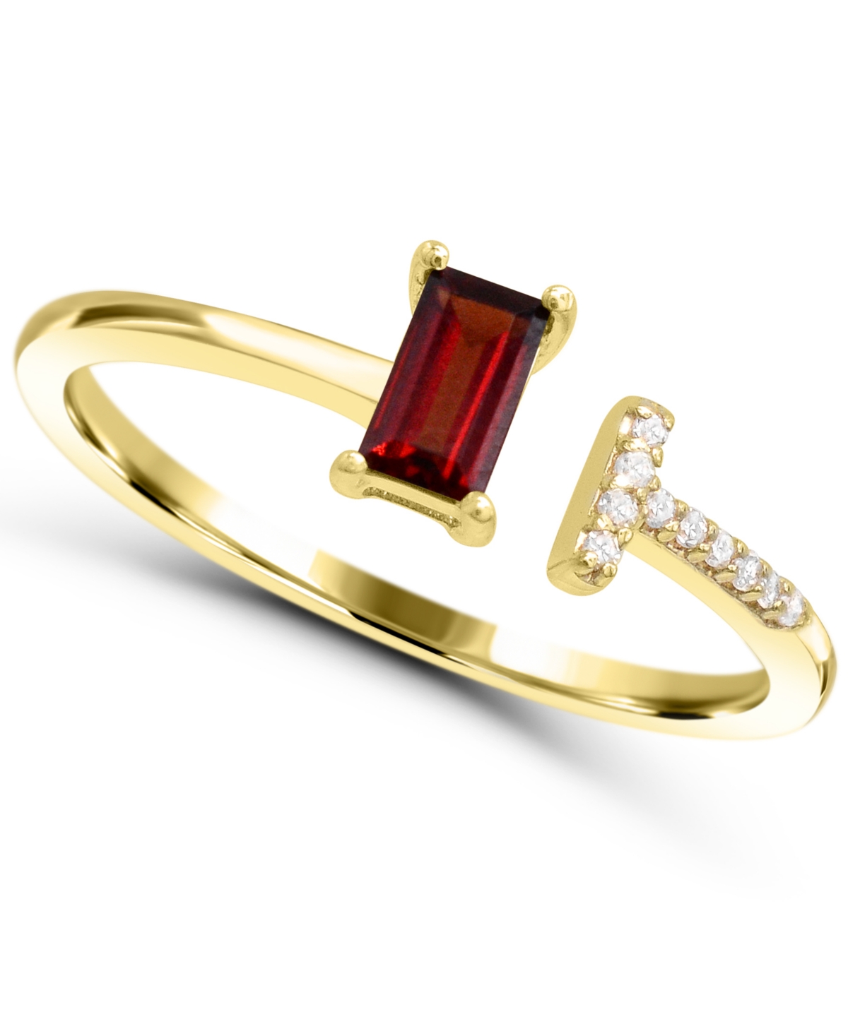 Macy's Garnet (1/4 ct. t.w.) and Diamond Accent Ring in 14k Gold-Plated Sterling Silver - Red