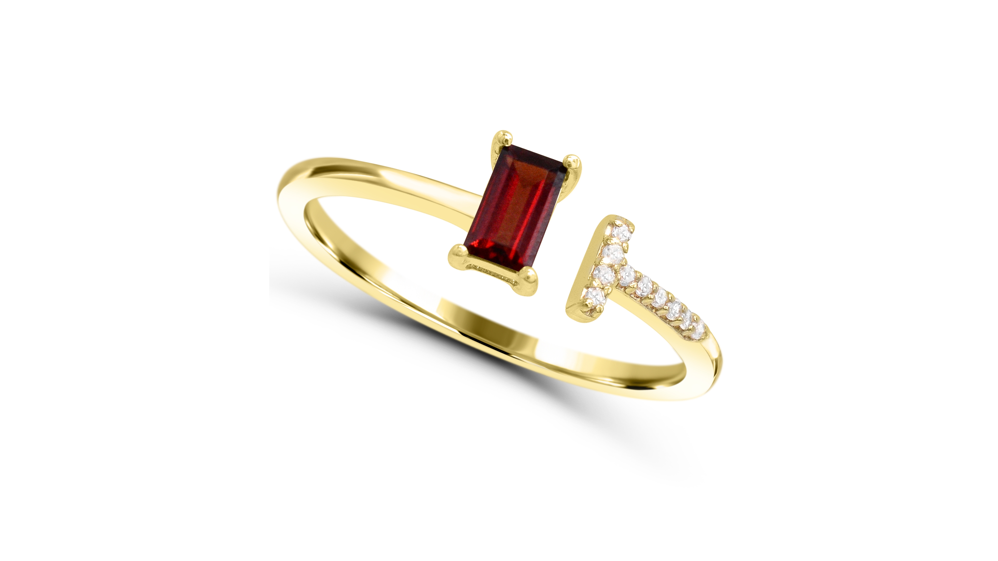 Macy's Garnet (1/4 ct. t.w.) and Diamond Accent Ring in 14k Gold-Plated Sterling Silver
