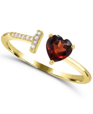 Garnet and Diamond Ring (1/2 ct. t.w. Garnet, 1/20 ct. t.w. Diamond) in 14k Gold-Plated Sterling Silver