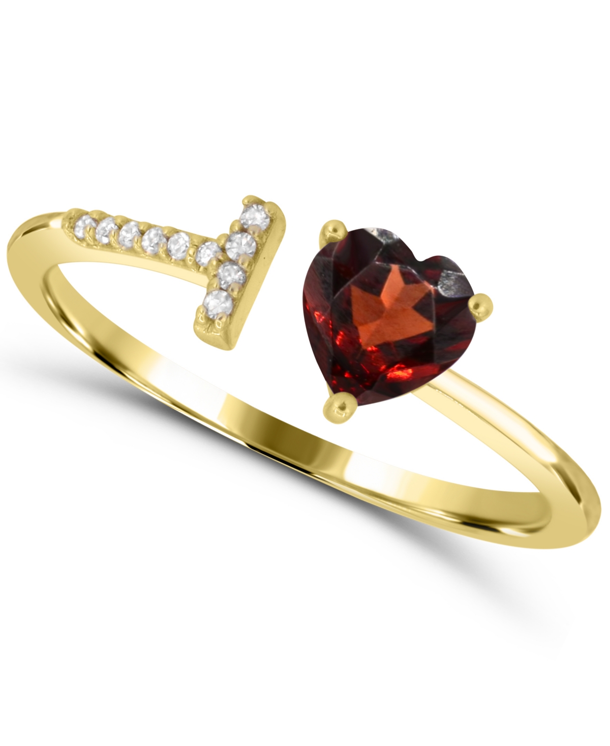 Macy's Garnet and Diamond Ring (1/2 ct. t.w. Garnet, 1/20 ct. t.w. Diamond) in 14k Gold-Plated Sterling Silver - Red
