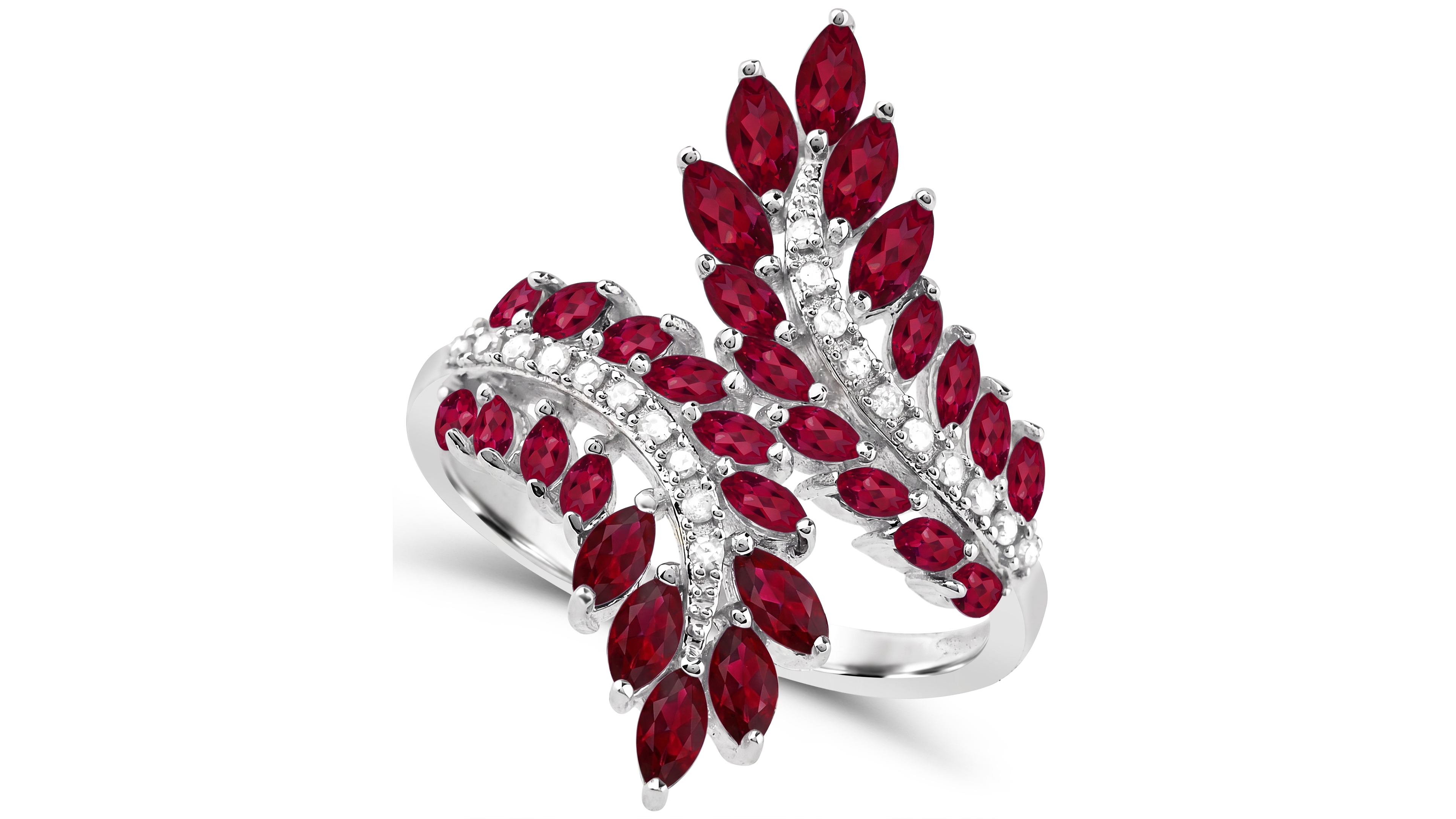 Macy's Lab-Grown Ruby and Lab-Grown White Sapphire Ring (2-1/10 ct. t.w. Ruby, 1/6 ct. t.w. Sapphire) in Sterling Silver