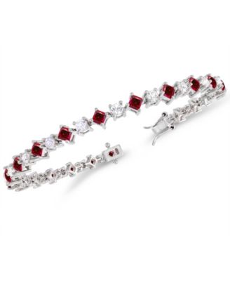 Lab-Grown Ruby and Lab-Grown White Sapphire Tennis Bracelet (3-1/3 ct. t.w. Ruby, 2-1/3 ct. t.w. Sapphire) in Sterling Silver