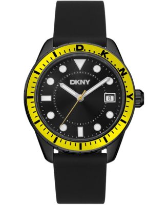Men's Quartz Water-Resistant Black Silicone Strap Watch, 42mm