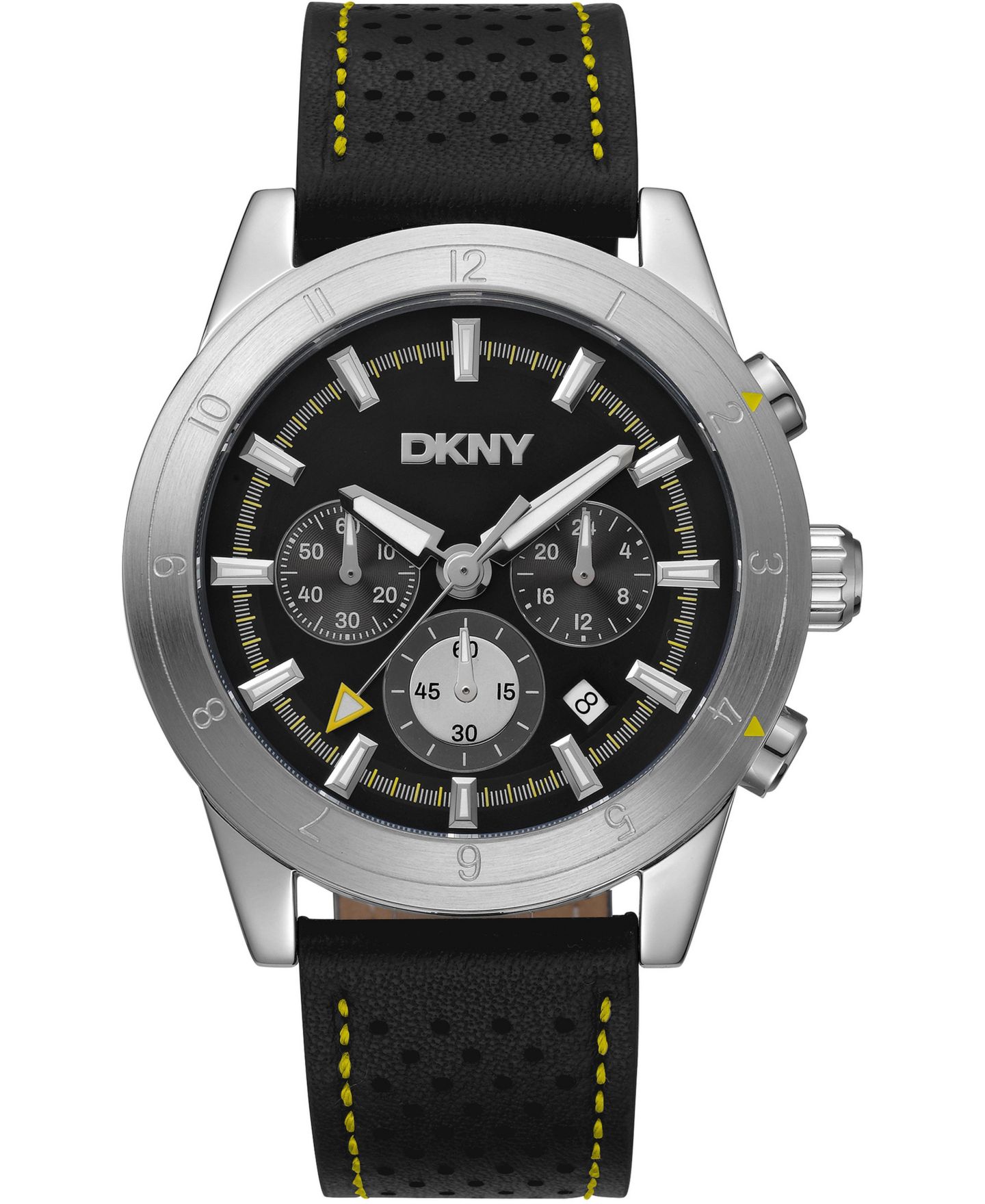 Мужские часы DKNY Quartz Leather Strap Watch, цвет: Серебряный — фото 1