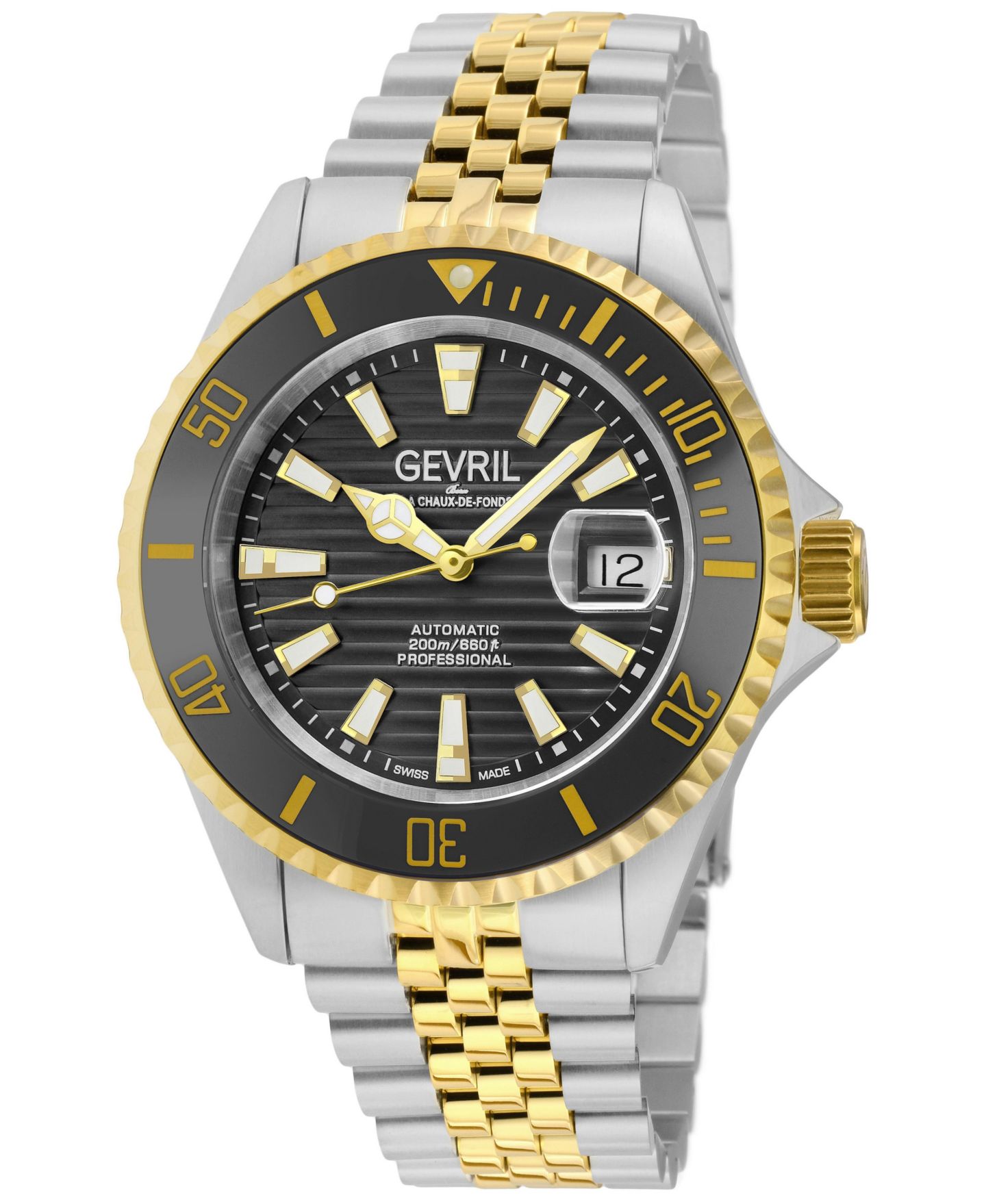 Мужские часы Gevril Swiss Automatic Chambers Two-tone Stainless Steel Bracelet Watch, 43mm, цвет: Нержавеющая сталь — фото 1