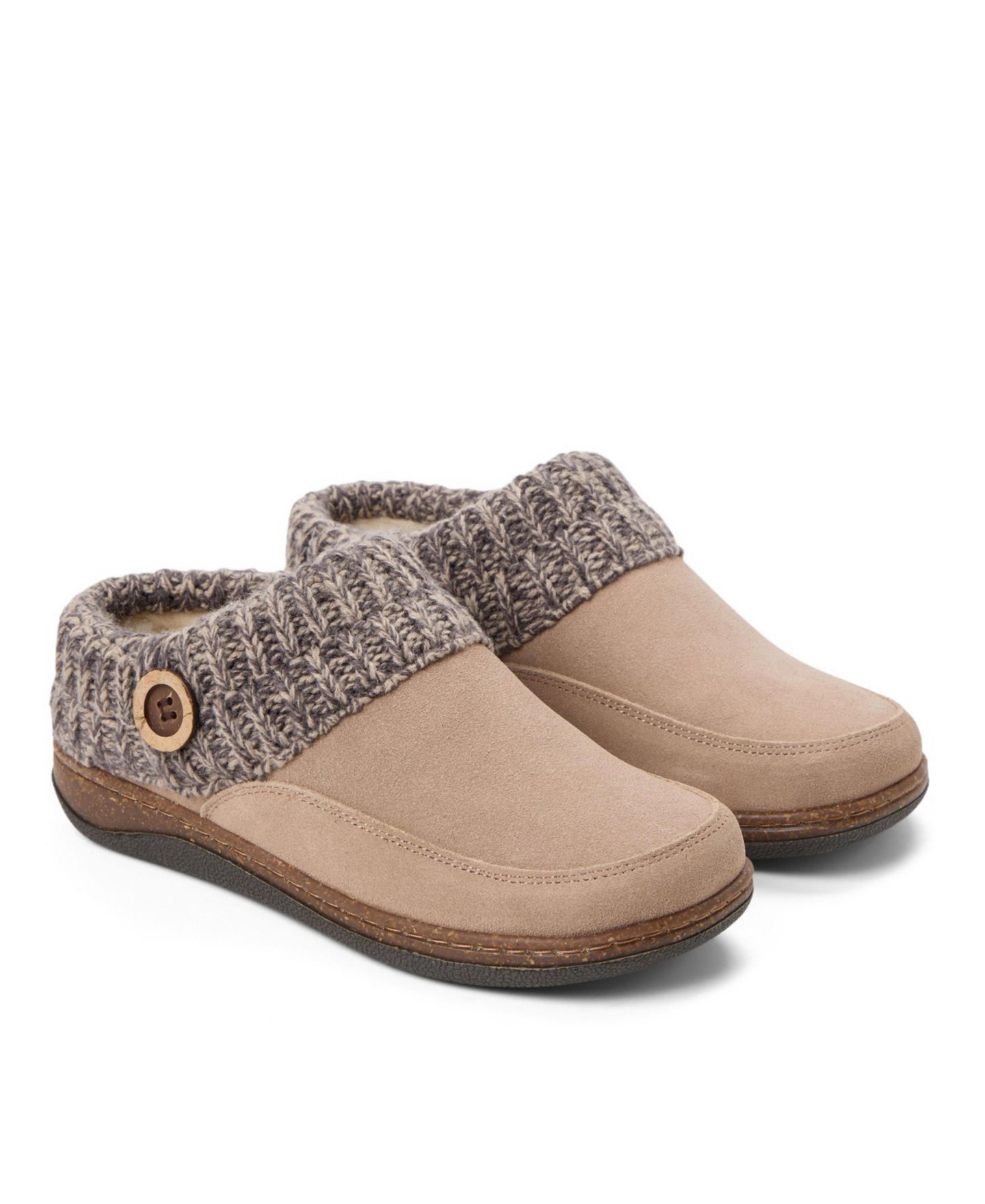 Женские сабо Clarks Suede Sweater-Knit Cuff Round Toe Clog Slippers, цвет: Серо-коричневый — фото 7