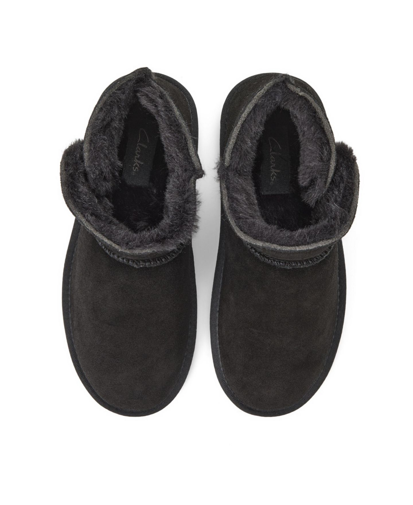 Женские тапочки Clarks Suede Memory Foam Boot Slippers with Wood Button Detail, цвет: Чёрный — фото 4
