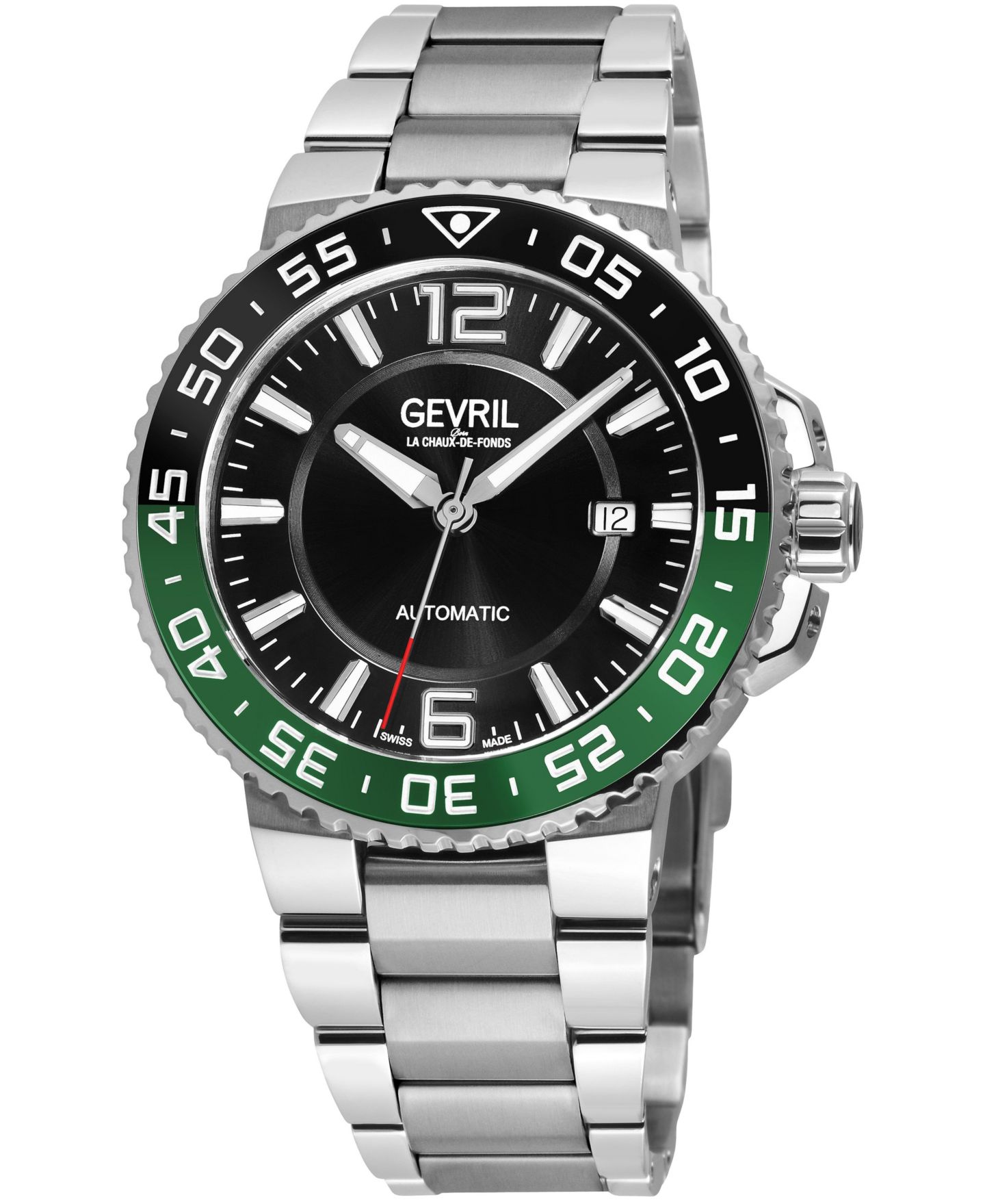 Мужские часы Gevril Swiss Automatic Riverside Stainless Steel Bracelet Watch, 42 mm, цвет: Серебряный — фото 1
