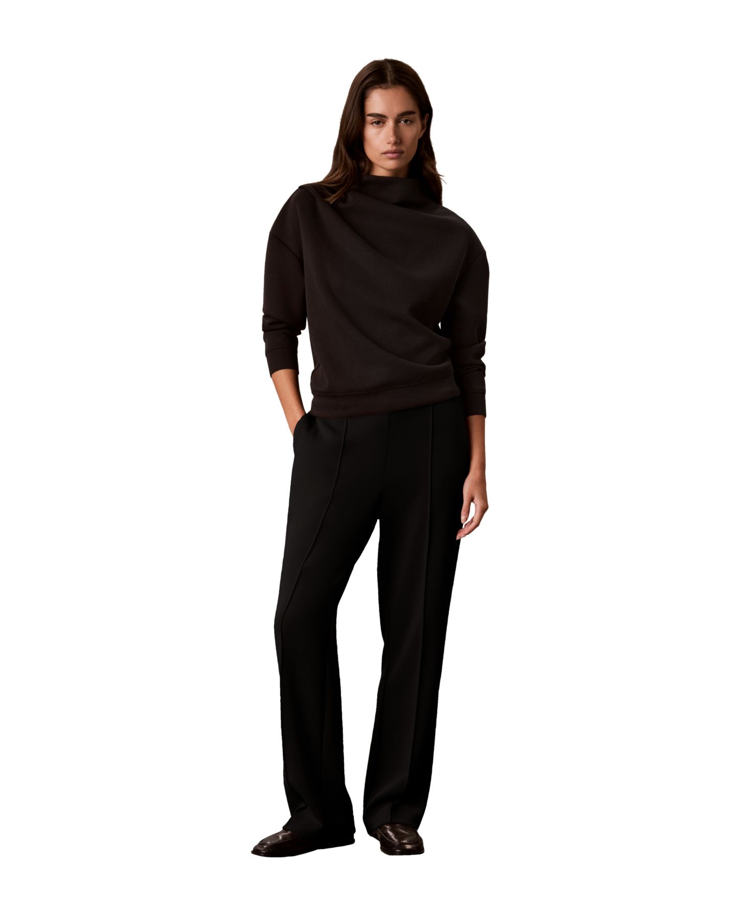 Женский свитер Calvin Klein Mock Neck Long-Sleeve Pullover Top, цвет: Чёрный — фото 3
