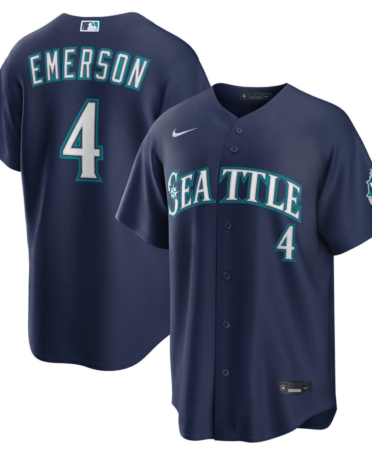 Nike Men's Colt Emerson Navy Seattle Mariners Road 50th Season Anniversary Patch Stadium Jersey - Navy