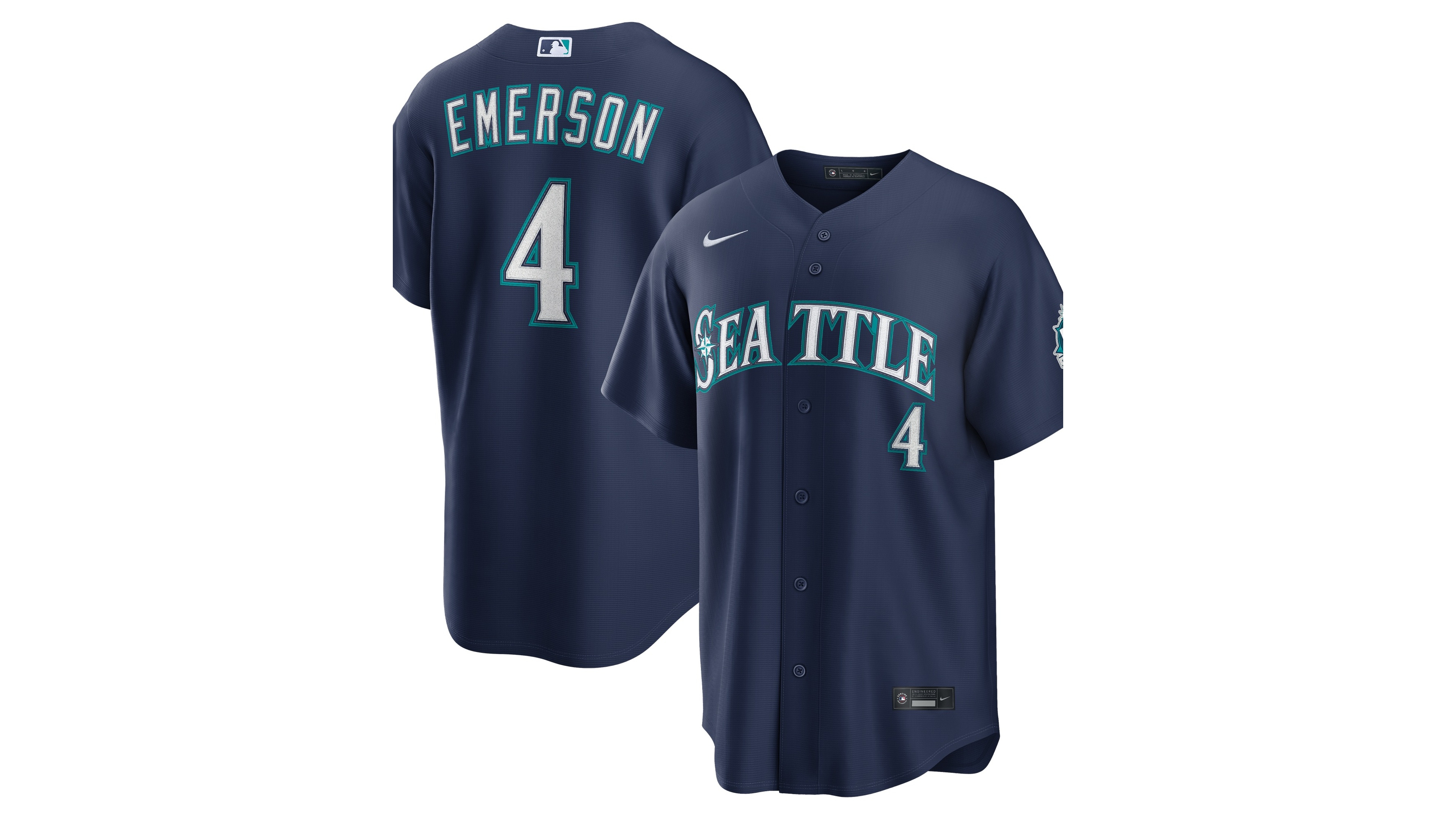 Nike Men's Colt Emerson Navy Seattle Mariners Road 50th Season Anniversary Patch Stadium Jersey